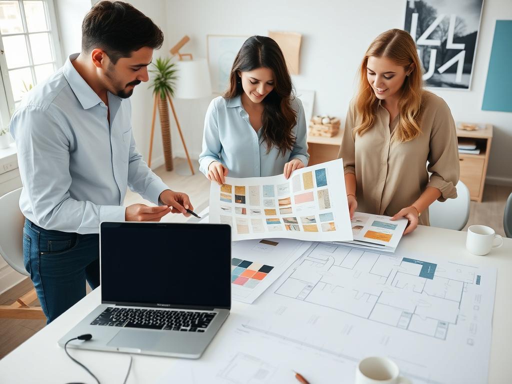 Lumira producers planning an event around a table of mood boards