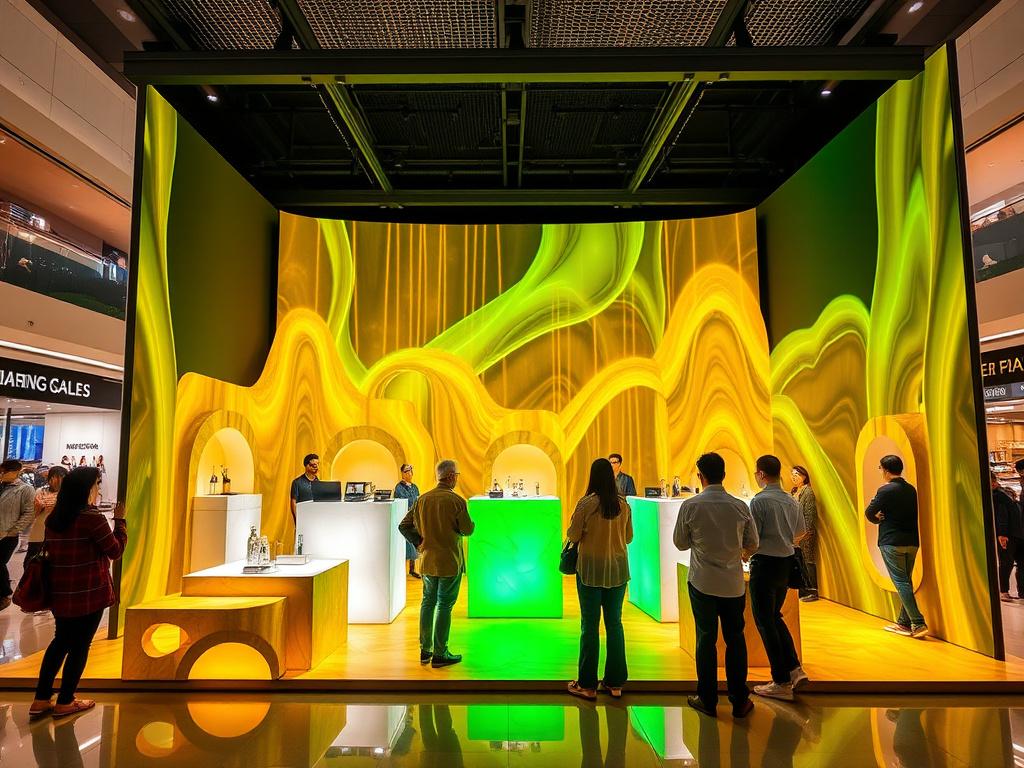 Immersive brand activation pop-up space with sculptural displays